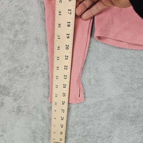 Free People Top Womens Size S Pink One Shoulder Boat Neck Waffle Knit Boho NWT - Picture 6 of 9